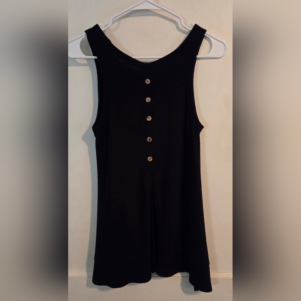 Coin 1804 | Women’s Sleeveless Button Back Knit Tank Top | Size: S | Black - Picture 4 of 12